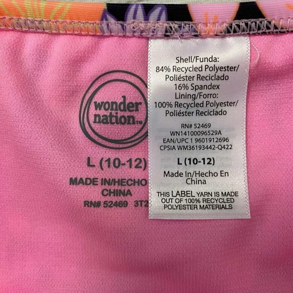 Wonder nation girls 10/12 L mid rise 2 piece floral print tankini set brand new